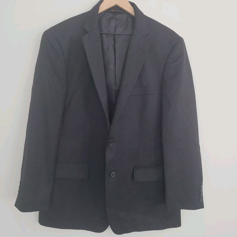 LINEA UOMO Blazer Jacket Mens 42R Sport Coat Modern Fit Black 100% Pure Wool